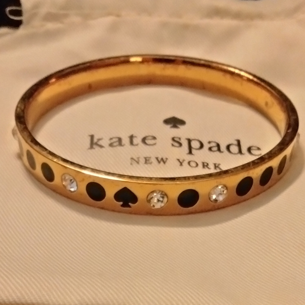 3 for💲25🌟**flawed** SPOT THE SPADE bangle gold-tone with crystals kate spade